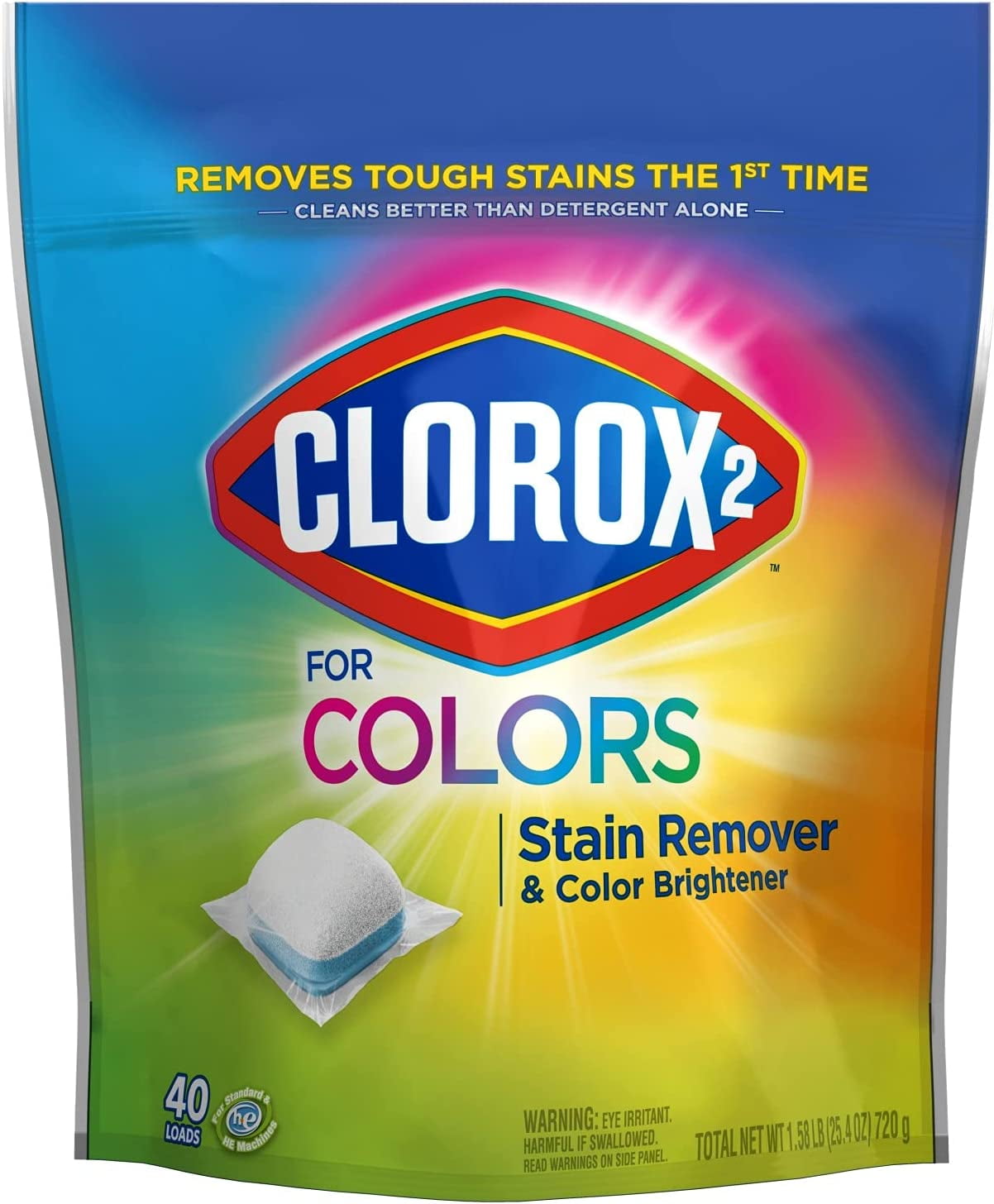 Clorox 2 Laundry Stain Remover and Color Booster Pack, 40 Count