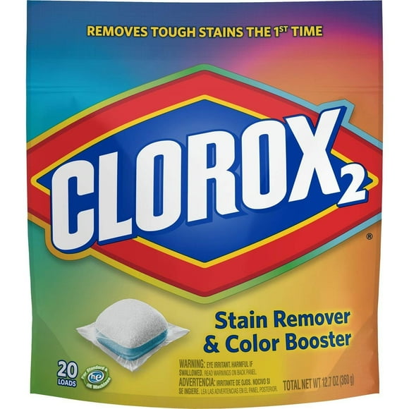 Clorox 2 Laundry Stain Remover and Color Booster Packs, Laundry Packs, 20 ct