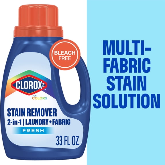 Clorox 2 For Colors Stain Remover, 2 in 1 Laundry + Fabric, Bleach Free, Fresh Scent, 33 fl oz