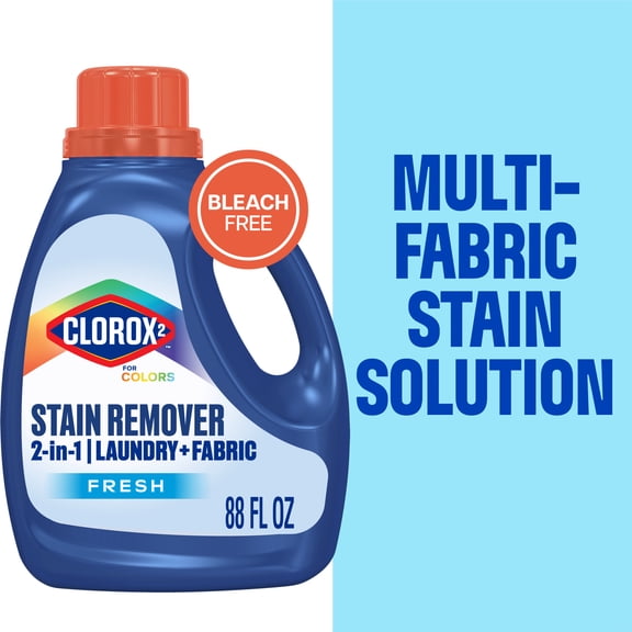 Clorox 2 For Colors Stain Remover, 2 in 1 Laundry + Fabric, Bleach Free, Fresh Scent, 88 Fl Oz.