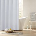 thumbnail image 1 of Clorox 2-in-1 Bathroom Shower Curtain Liner, Durable Fabric, Weighted Magnets for Bath Water Control, Washable Premium Quality, Modern - 72" x 72" White Satin Stripe, 1 of 4