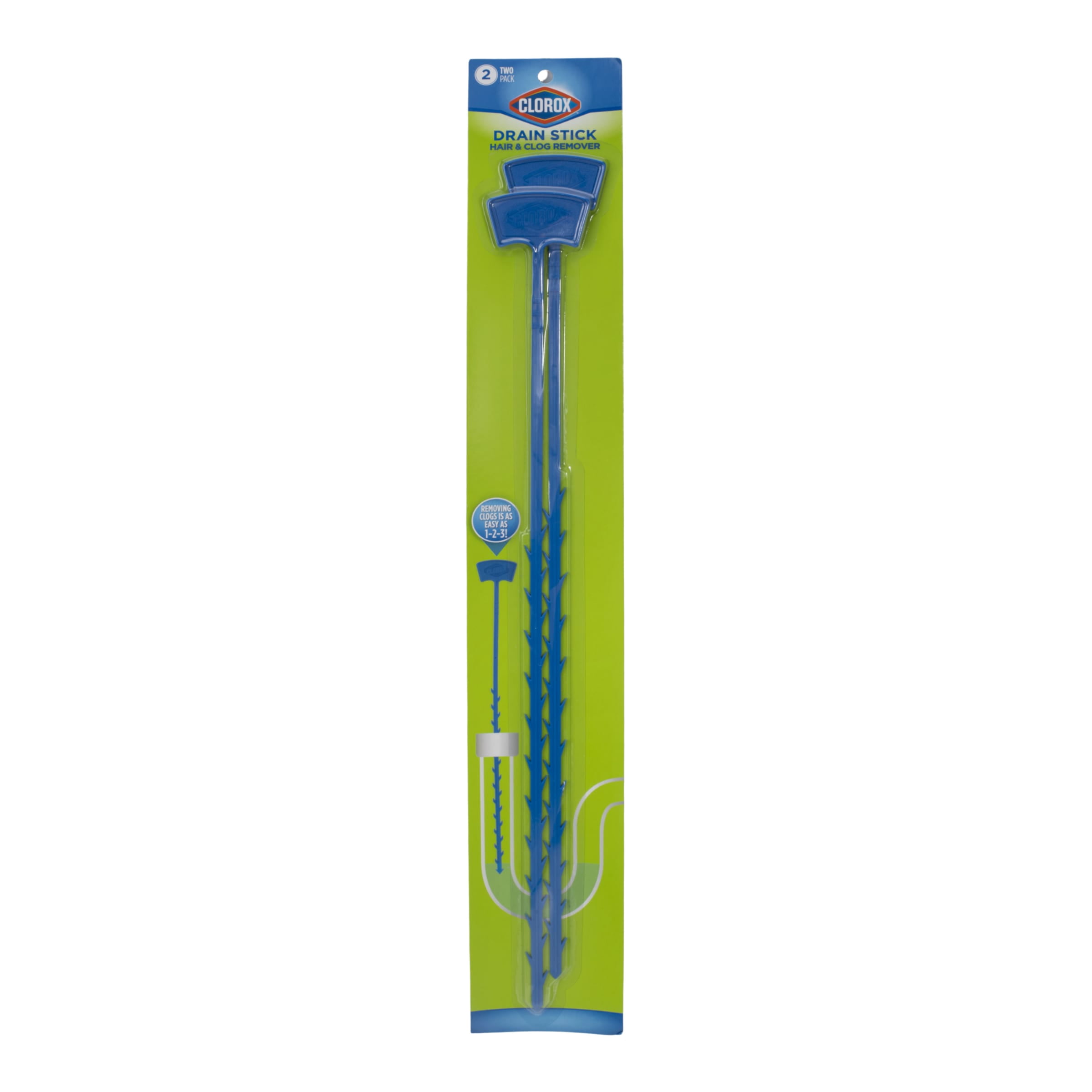 Clog Cleaner String Clorox 20-inch Drain Cleaner Sticks for Hair and Drain Clogs, Blue ...
