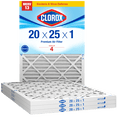 thumbnail image 1 of Clorox 20x25x1 Air Filter MERV 13 Virus & Bacteria Defense HVAC Furnace Filters, MPR 1900-2200 & FPR 9-10, 4 Count, 1 of 7