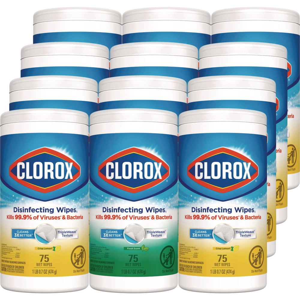 7 in. x 8 in. 1-Ply Bleach Free Cleaning Disinfecting Wipes - White Fresh Scent/Citrus Blend (4 Packs/Carton)