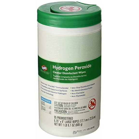 Clorox 30824SPG Saalfeld 30824 Healthcare Hydrogen Peroxide Cleaner Disinfectant Wipes, 6.75" x 9", XL Wipe, 4.2" H, 4.2" W, 8.4" L, Cleaner (Pack of 570)
