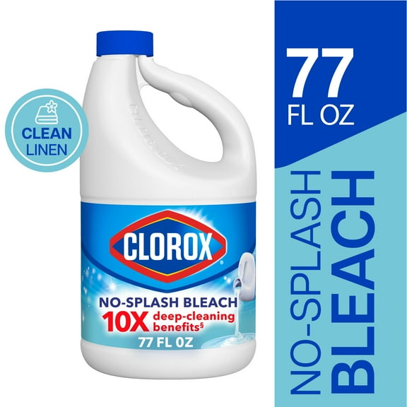 Clorox Splash-Less Liquid Bleach, Clean Linen, 77 fl oz