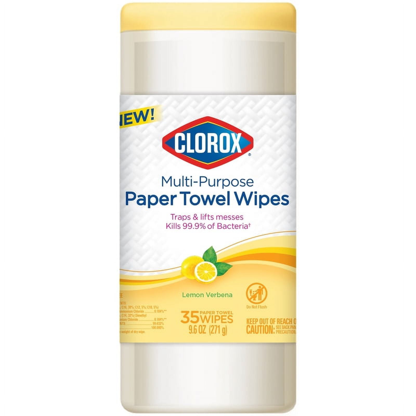 Clorox 32580 MultiPurpose Paper Towel Wipes, Lemon Verbena Scent, 35