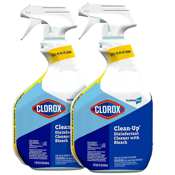 Clorox 35417EA Clean-Up Disinfectant Cleaner with Bleach, 32 fl oz Trigger Spray Bottle (Pack of 2)