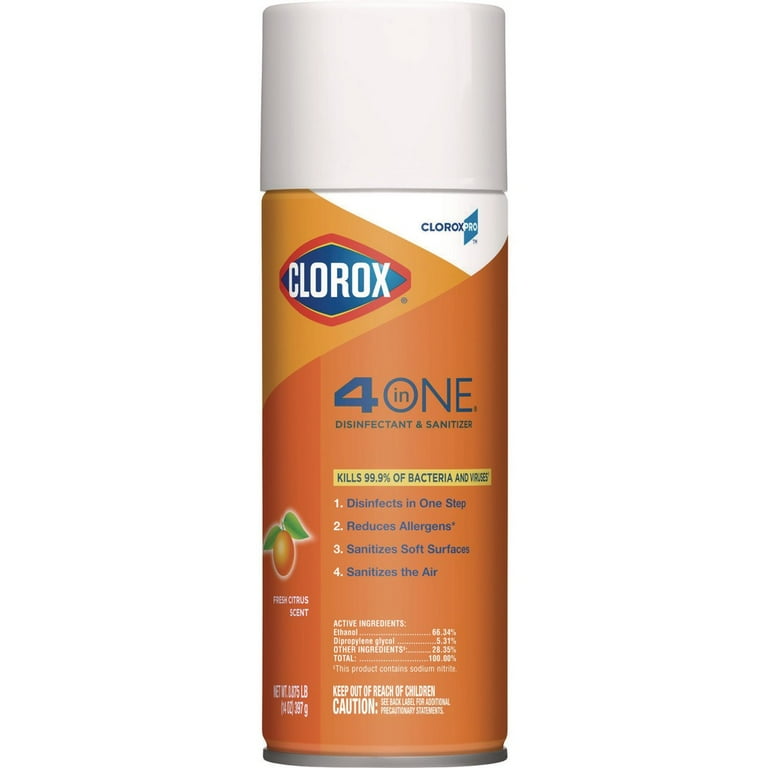Clorox, 4-in-One Disinfectant & Sanitizer, 14oz Aerosol, Citrus