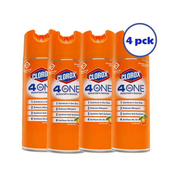 Clorox 4-in-One Disinfectant Spray Lavender and Citrus 14 Oz Can, Citrus, Size: 4 Pk