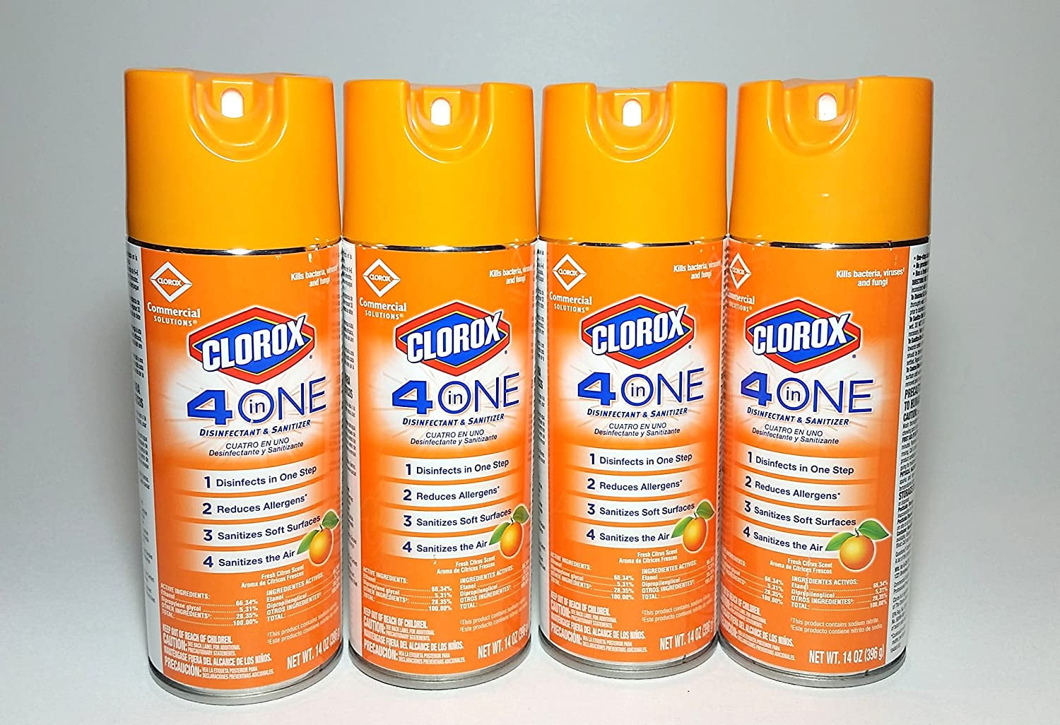 しお Clorox 4-in-One, Disinfect Spray and Sanitizer, Citrus Scent, 14oz