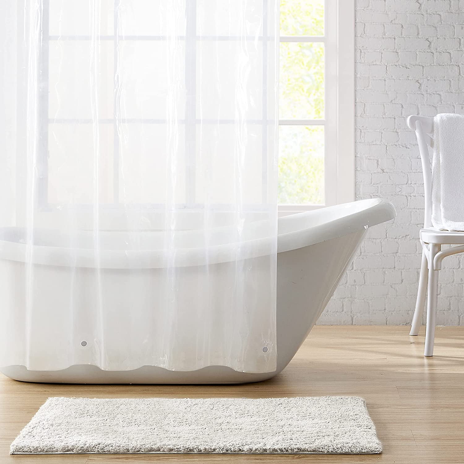 Clorox Clear PEVA Shower Curtain Liner, 72x72 in., Magnetic, Waterproof ...