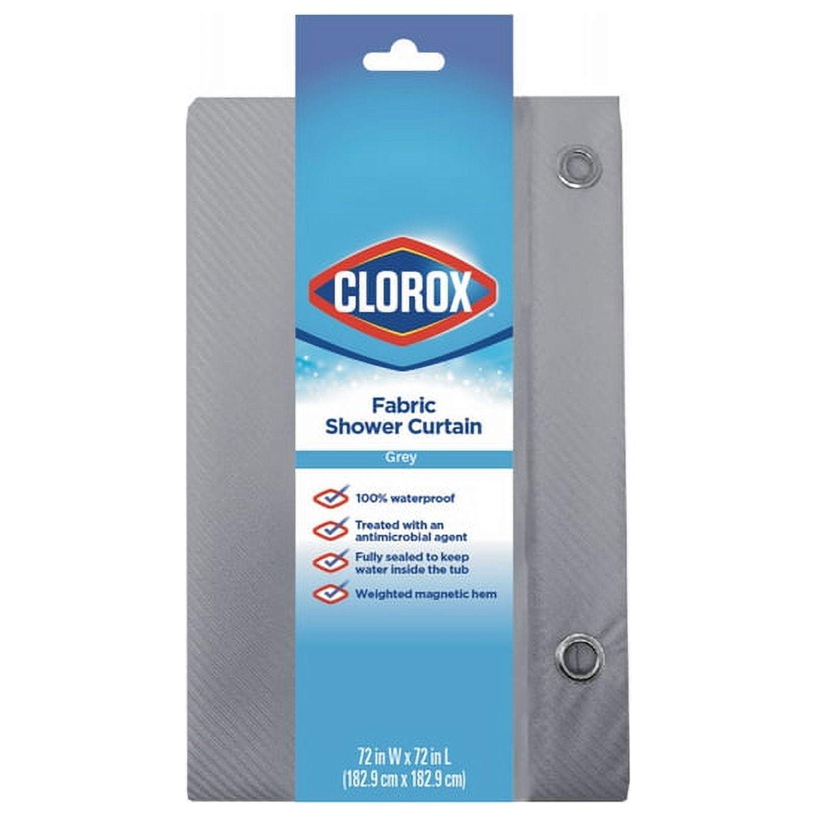 Clorox Fabric Shower Curtain, 72x72 in., Gray, Waterproof ...