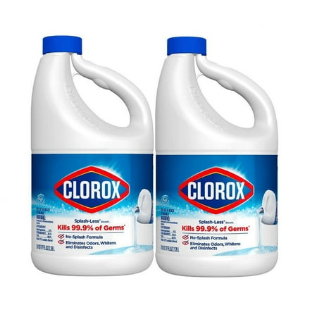 Clorox 77 fl. oz. Splash-Less Concentrated Disinfecting Regular Liquid Bleach Fabric Stain Remover (2-Pack)