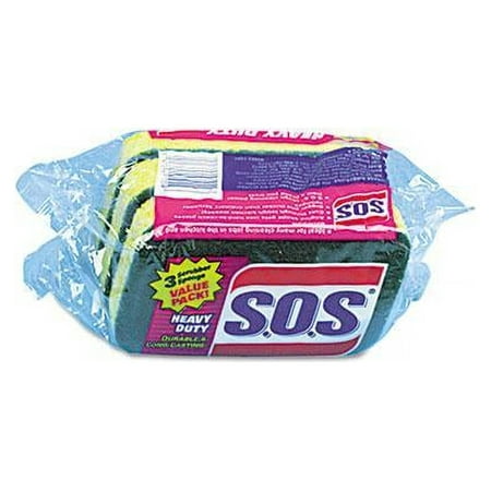 S.O.S, CLO91029CT, Heavy-Duty Scrubber Sponge, 24 / Carton, Yellow,Green