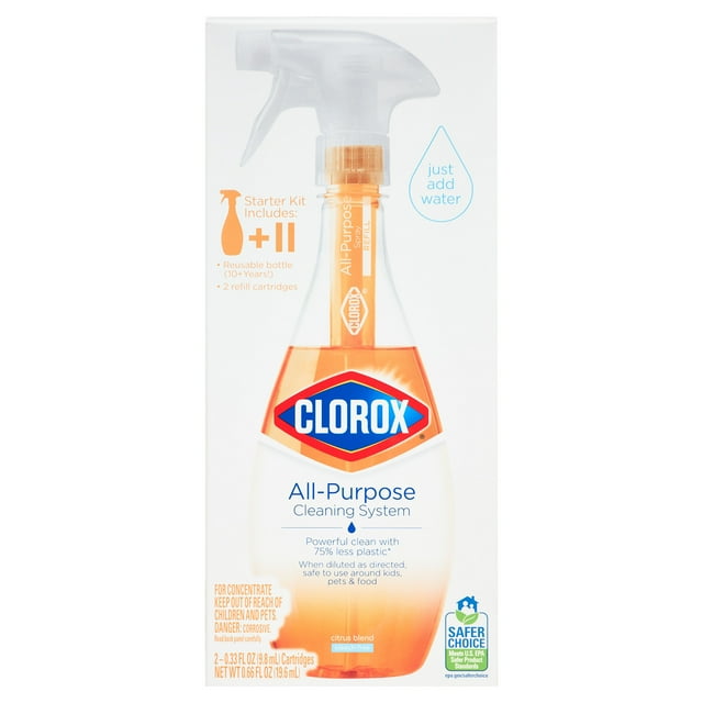 Clorox AllPurpose Cleaning System Spray Bottle and 2 Refill Cartridges Citrus Blend Scent