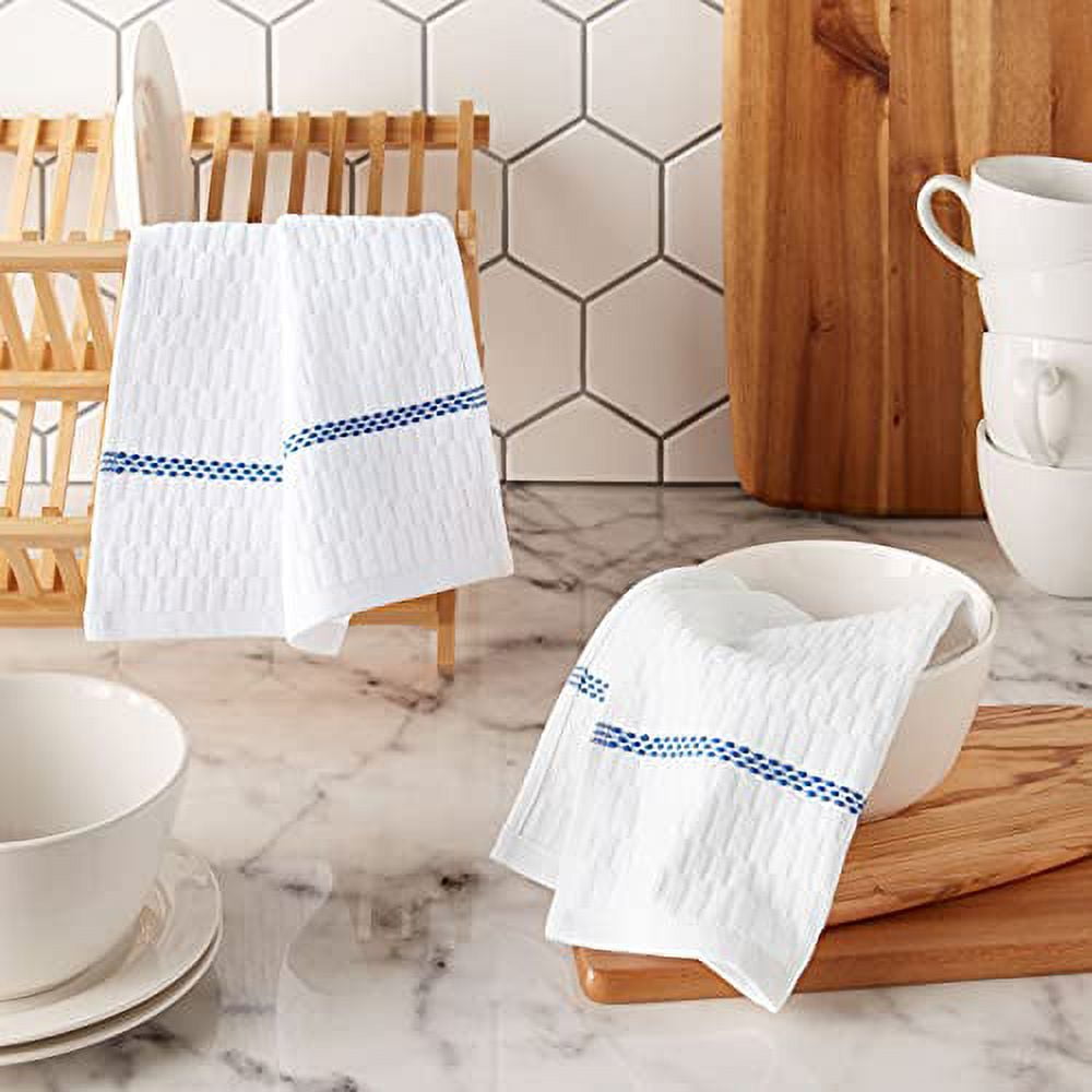 Clorox 2pk 16x28 Antimicrobial Kitchen Towel Set - White/Navy Blue