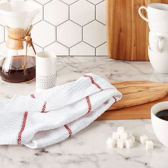 Clorox Antimicrobial Kitchen Towel Set, White/Red, 2 Piece