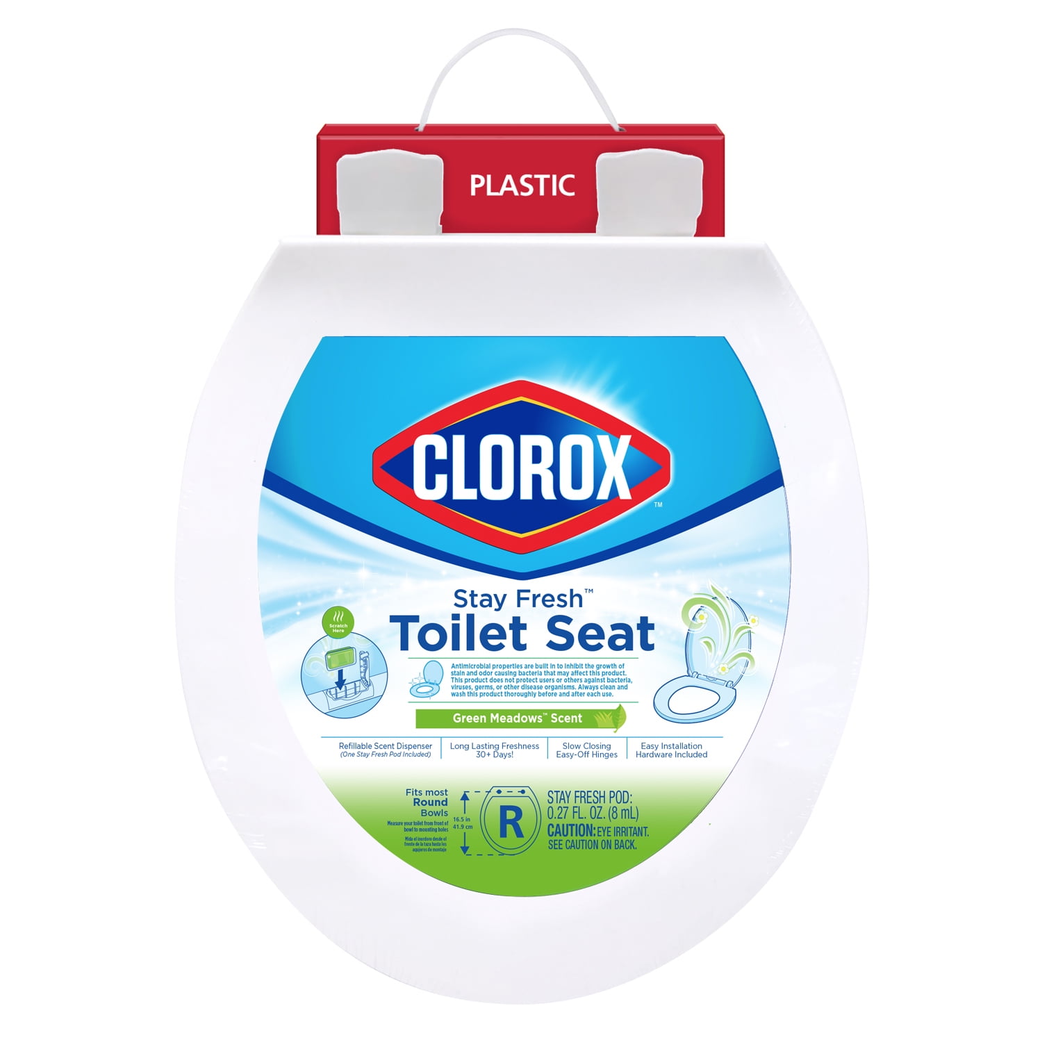 Clorox Antimicrobial Round Stay Fresh Scented Plastic Toilet Seat