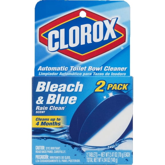 Clorox Automatic Toilet Bowl Cleaner Tablets, Bleach & Blue - Rain Clean (Pack of 10)