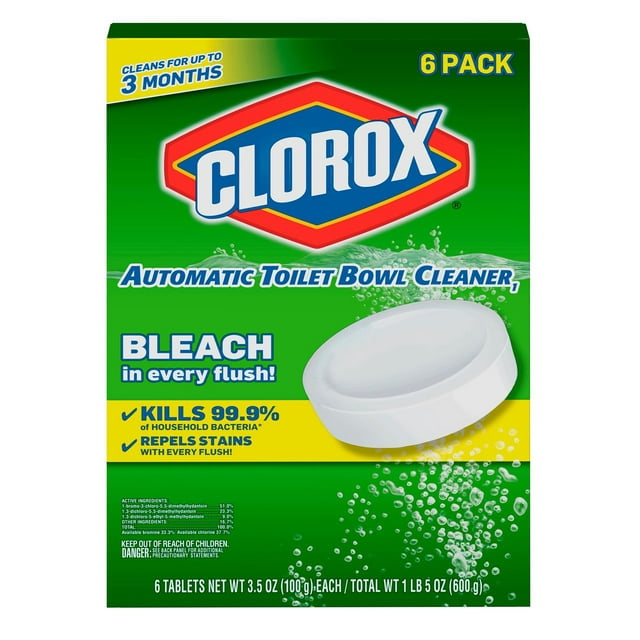 Clorox Ultra Clean Automatic Toilet Bowl Cleaner Tablets, Bleach, 6 Ct