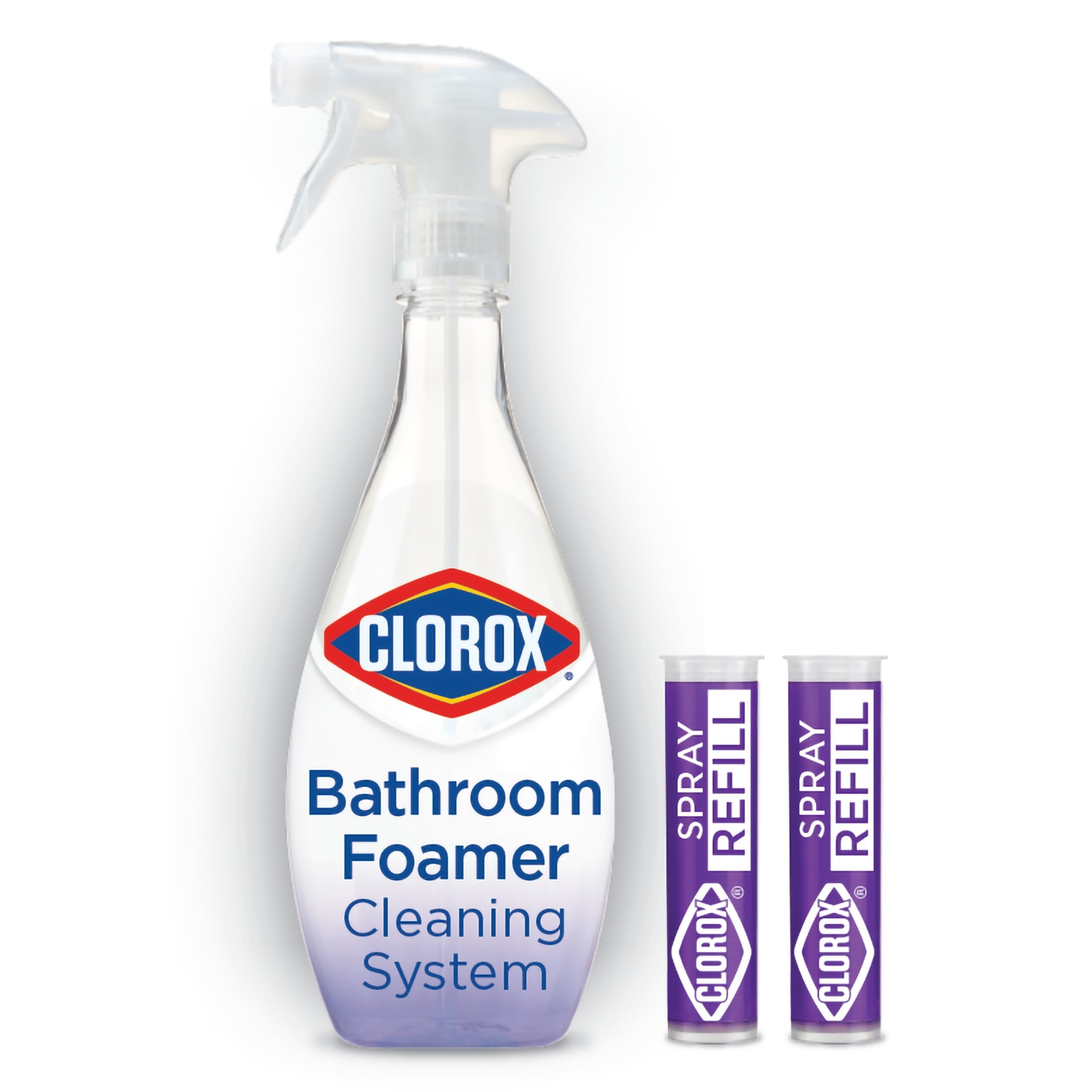 Clorox Bathroom Foamer Cleaning System, 1 Reusable Bottle plus 2 Refill