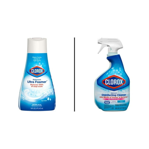Clorox Bathroom Ultra Foamer Refill - Rain Clean 16 oz & Disinfecting Bathroom Cleaner Spray 30 oz