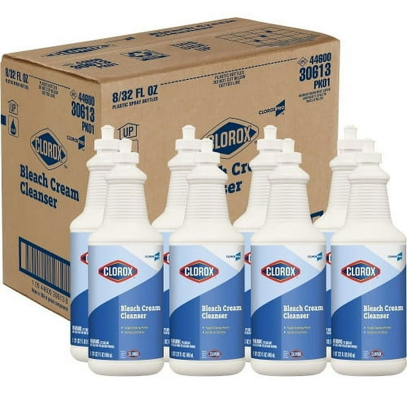 Clorox Bleach Cream Cleanser, Fresh Scent, 32 oz Bottle, 8/Carton, Each