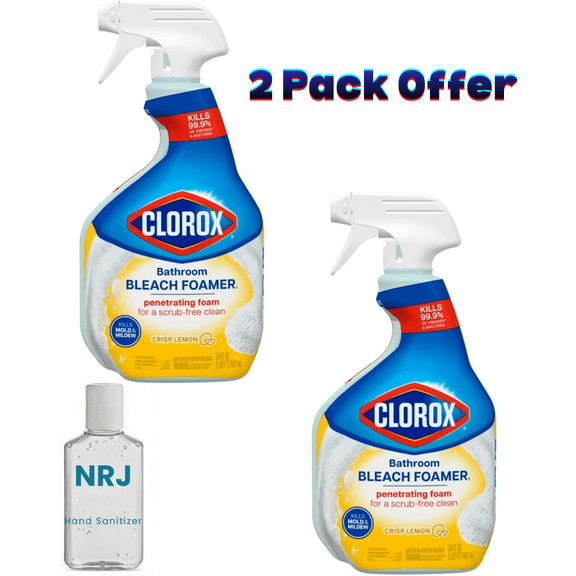 Clorox Bleach Foamer Bathroom and Shower Cleaner Spray, Crisp Lemon, 30 fl oz