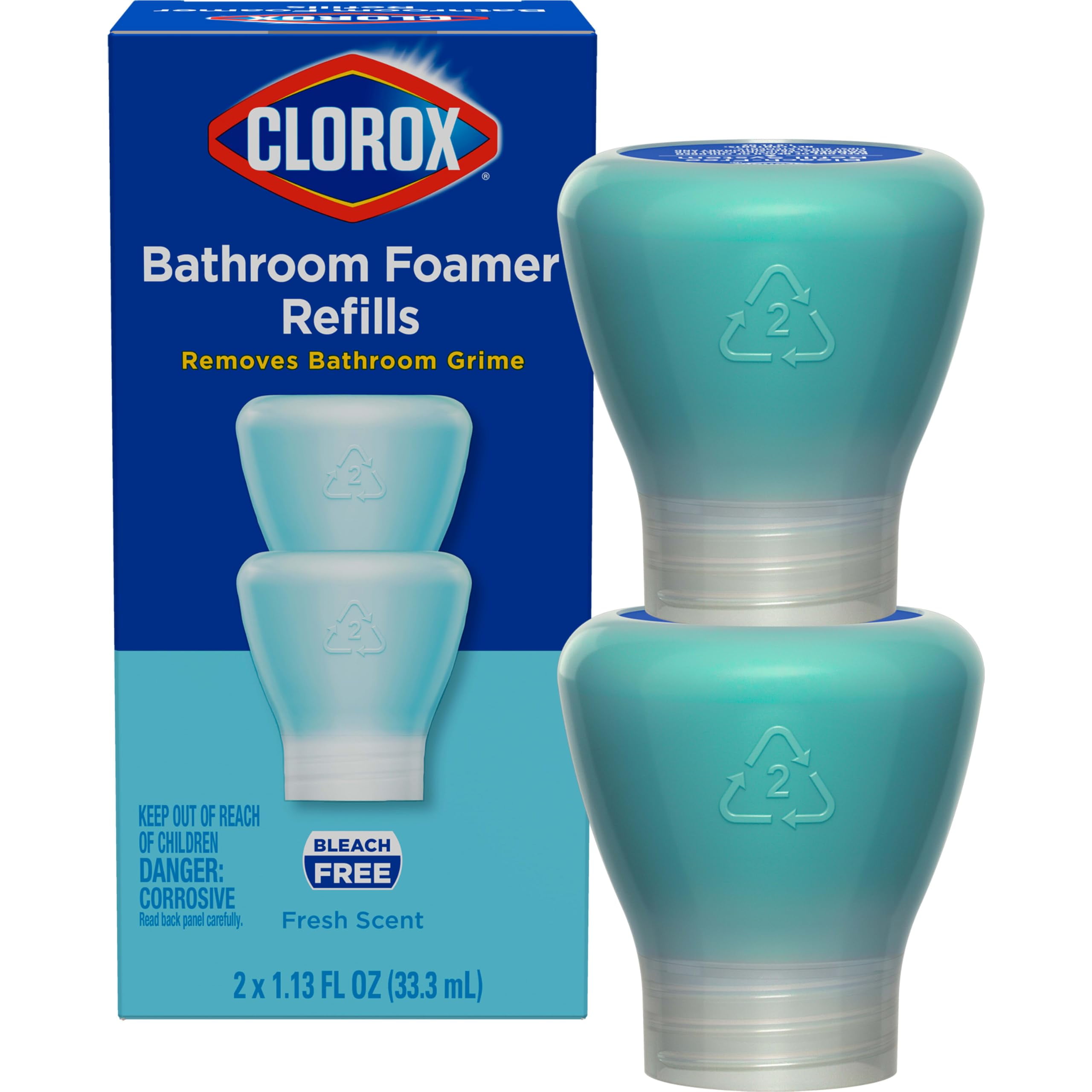 Clorox BleachFree Bathroom Foamer Refill Pods, Fresh Scent, 2 Spray