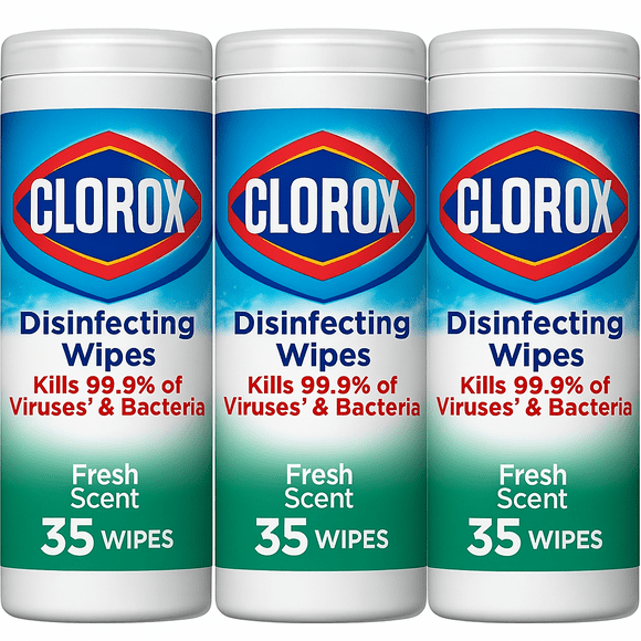Clorox Bleach-Free Disinfecting Cleaner Wipes, Fresh Scent, pack 3