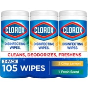 Clorox Disinfecting Cleaning Wipes Variety Pack, Bleach Free, Fresh Scent and Crisp Lemon, 35 Count Each, Pack of 3