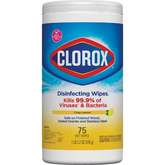 Clorox Disinfecting Wipes Lemon - Bleach Free, All Purpose - 75 Count, Yellow Household & Commercial Use, Effective Formula