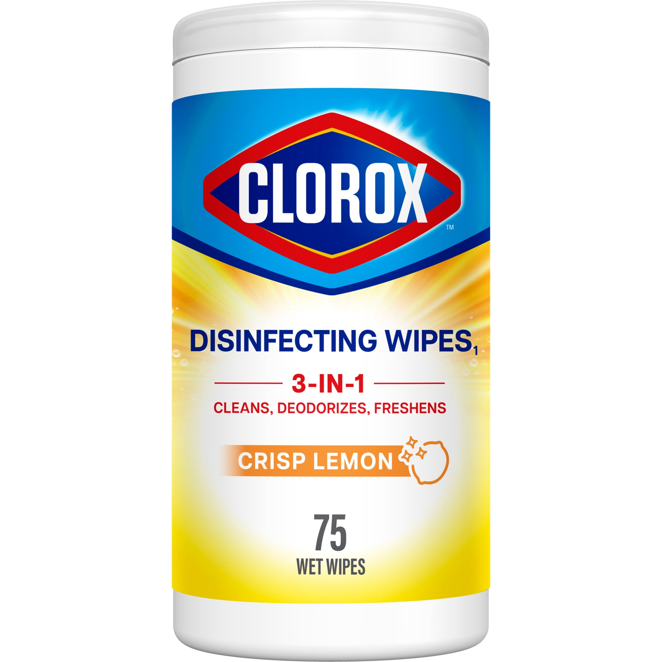 Clorox Bleach-Free Disinfecting and Cleaning Wipes, Crisp Lemon, 75 Count