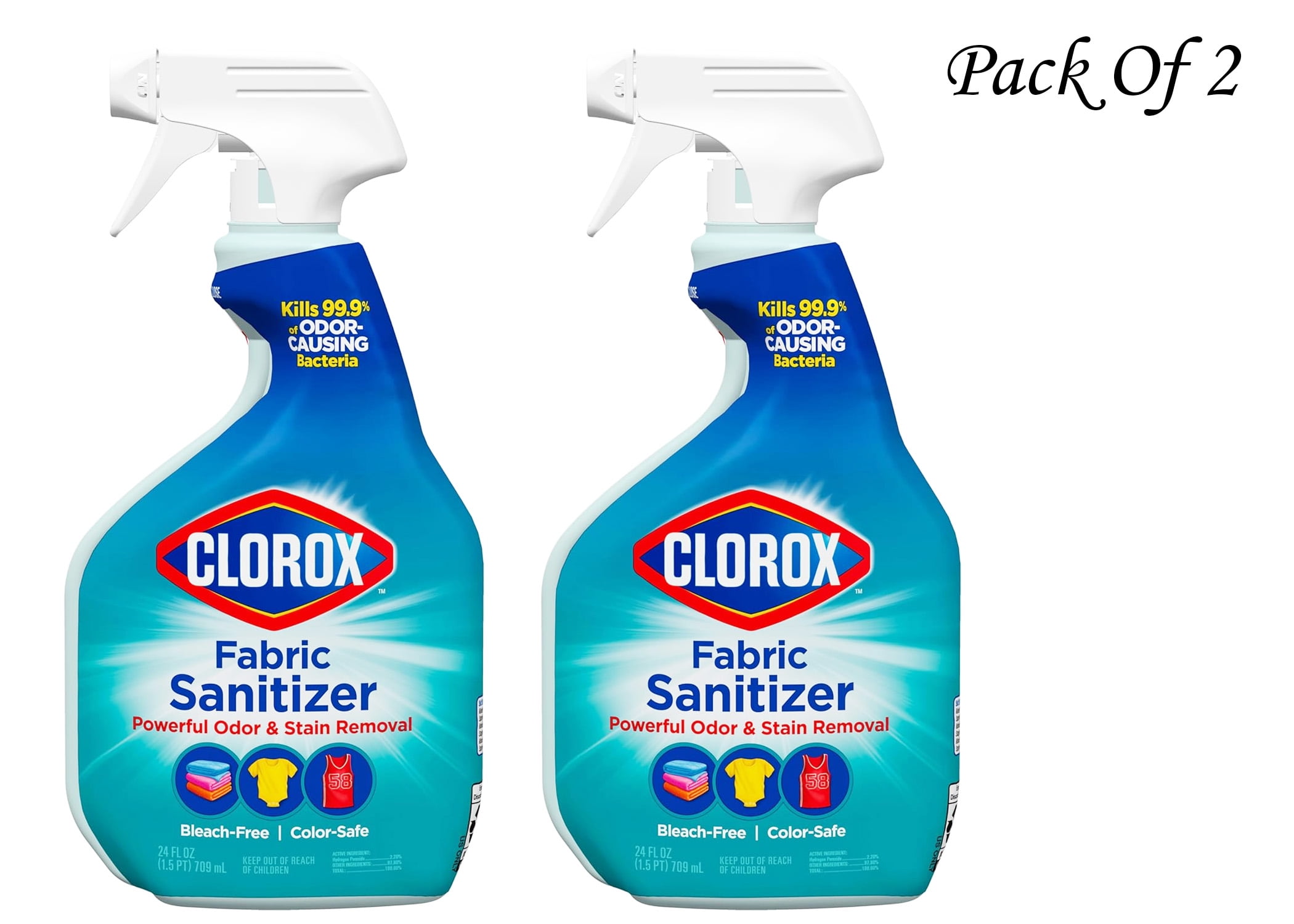 Clorox Bleach-Free Fabric Sanitizer Spray, Color-Safe Laundry Sanitizer - 24 ounces (Pack Of 2)