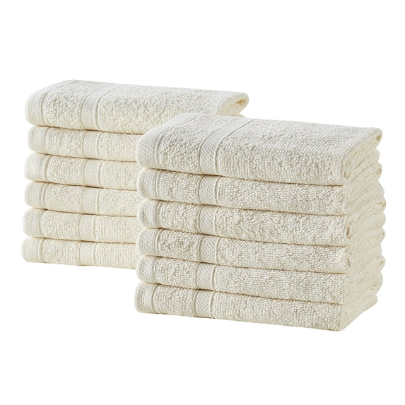 Clorox Bleach Friendly 12 Piece Washcloth Set for Adults, 12 x 12, Ivory