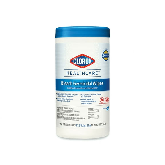 Clorox Bleach Germicidal Wipes, 6.75 x 9, Unscented, 70/Canister -6/CT 35309