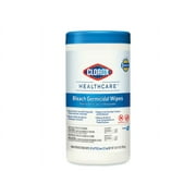 Clorox Healthcare Bleach Germicidal Wipes, 6 3/4 x 9, Unscented, 70/Canister