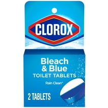 Clorox Bleach and Blue Toilet Tablets, Rain Clean, 2 Count
