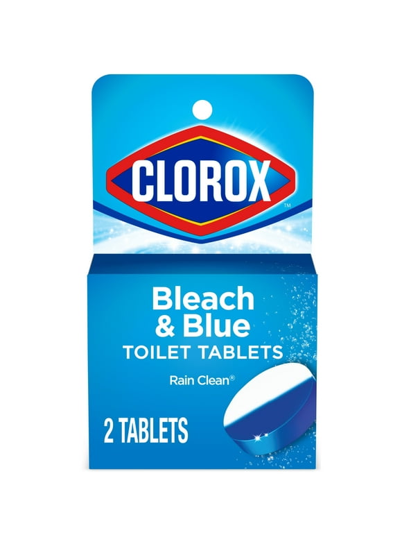 Clorox Bleach and Blue Toilet Tablets, Rain Clean, 2 Count