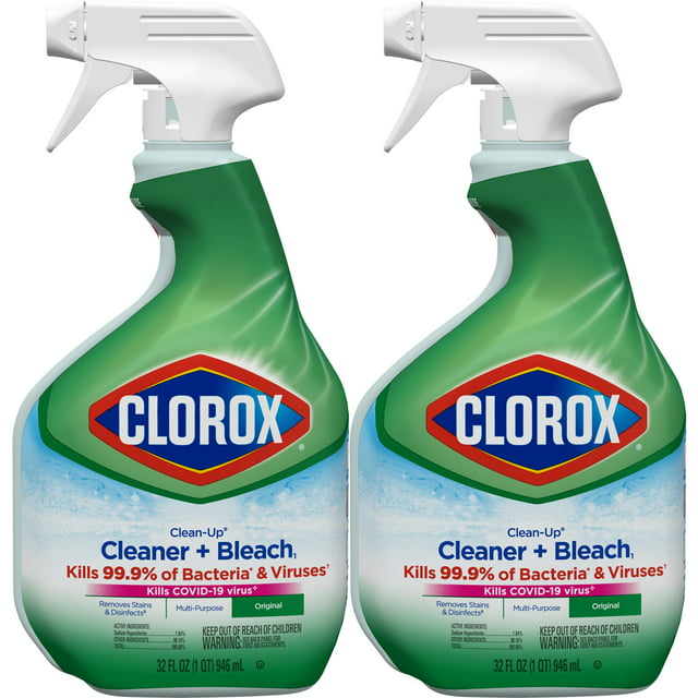 Clorox Clean-Up All Purpose Cleaner with Bleach, Spray Bottle, Original, 32 Fluid Ounces (Pack of 2)