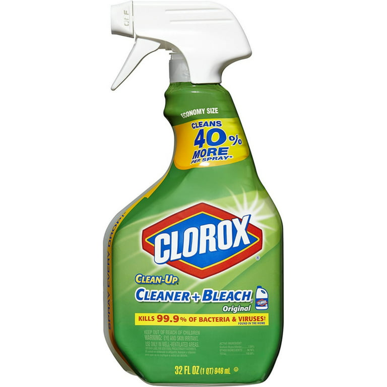 Clorox Bleach Disinfectant, 32 oz. Trigger Spray Bottle, Unscented,  Translucent 31478