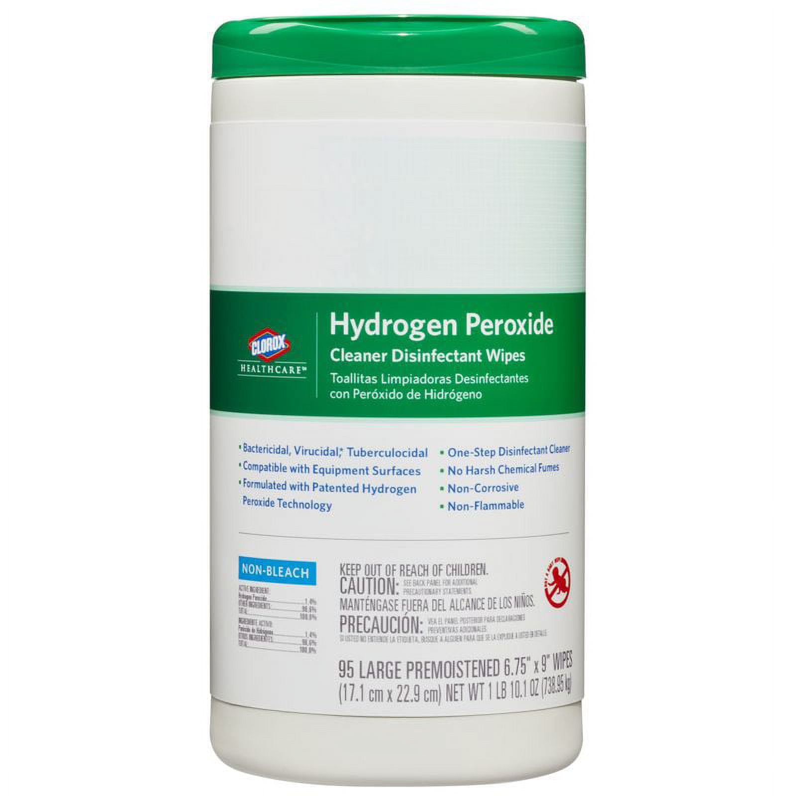 Clorox Company Clorox Hydrogen Peroxide Disinfecting Cleaner Wipe 95 Tub 6 Tubs Per Case