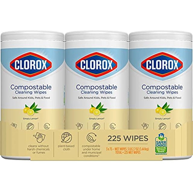Clorox Compostable Cleaning Wipes All Purpose Wipes Simply Lemon