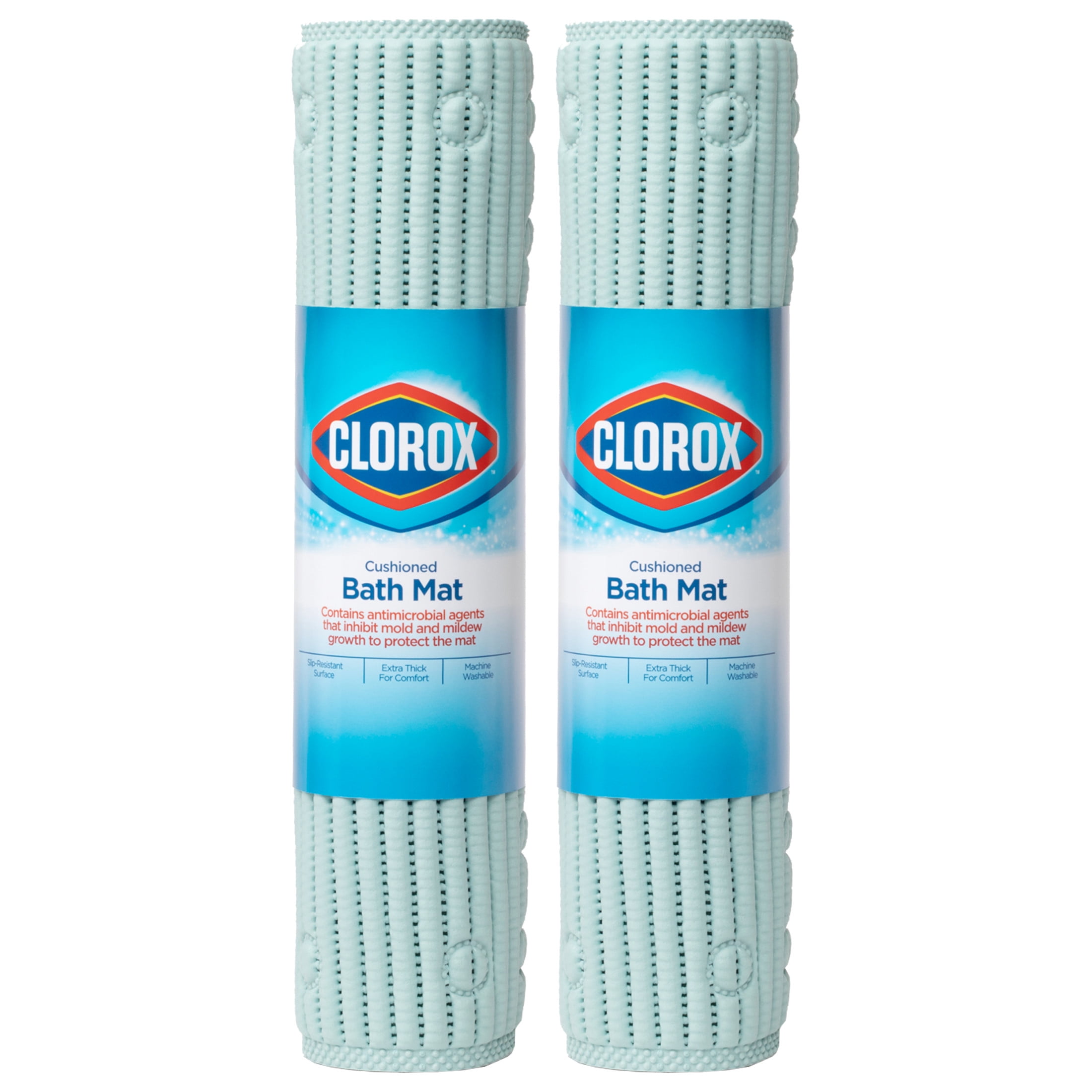 Clorox™ Cushioned Bath Mat Sky Blue, 17 in. x 36 in. 2 Pk