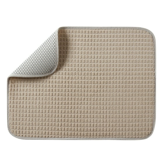 Clorox Dish Drying Mat, Absorbent Microfiber, 50% Recycled for Kitchen, 15" x 20" Beige Tan
