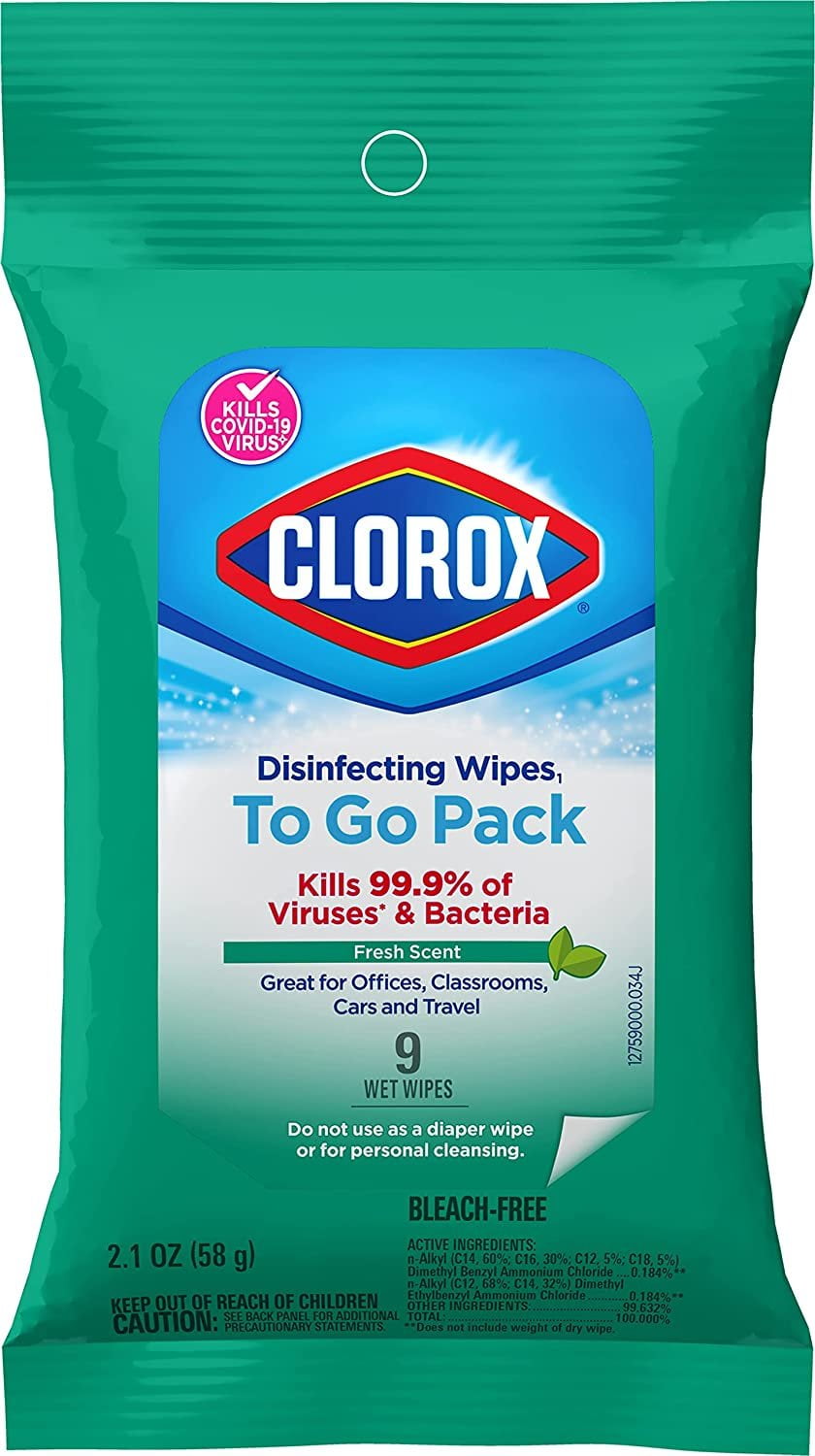 Clorox Disinfecting 9 Wet Wipes ,Kills Cold And Flu Viruses,(7"*8")(2.3 Oz)