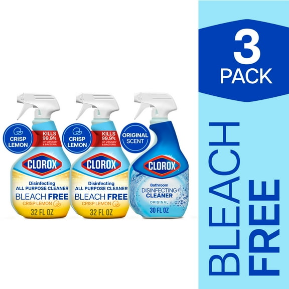 Clorox Disinfecting All-Purpose Cleaner 32 fl oz and Disinfecting Bathroom Cleaner 30 fl oz, Pack of 3