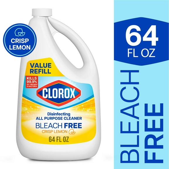 Clorox Disinfecting All Purpose Cleaner, Bleach Free, Crisp Lemon, Refill, 64 fl oz