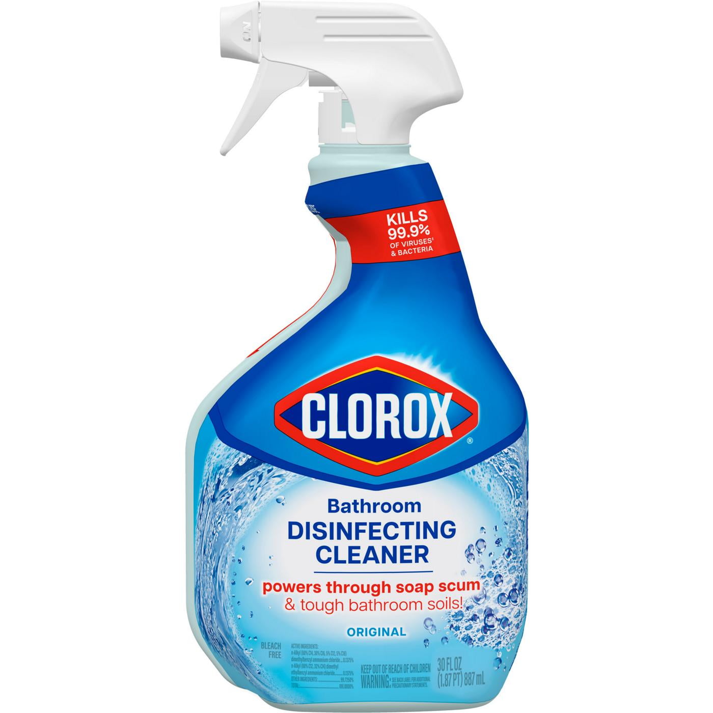 Clorox Disinfecting Bathroom Cleaner, Bleach Free 30 Ounce Spray Bottle
